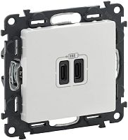 Розетка USB тип C+C без рамки Legrand Valena Life 2-м. 3000мА белый картинка